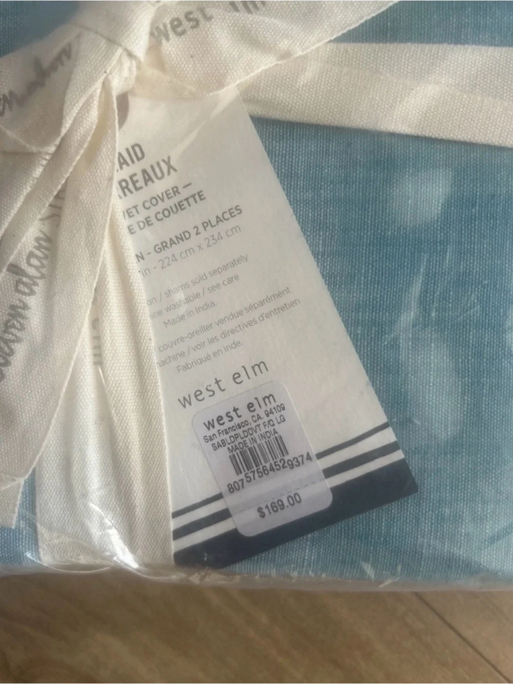 New west Elm Steven Alan Plaid F/Q Duvet Cover, Blue/Orange